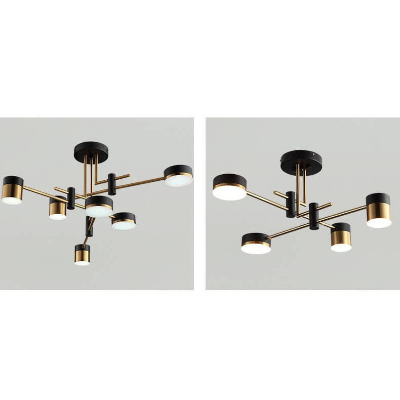 Contemporary Minimalist Black and Gold Semi-Flush Mount Light with 4-8 Bulb Capacity