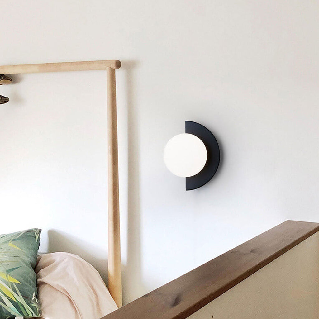 Contemporary Minimalist Colorful Glass Semi-Circle Wall Sconce Lamp with One Light