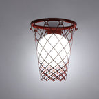 Contemporary Art Deco Kids' Iron and Glass Basketball Hoop Wall Sconce Lamp - 1-Light Design for Bedroom