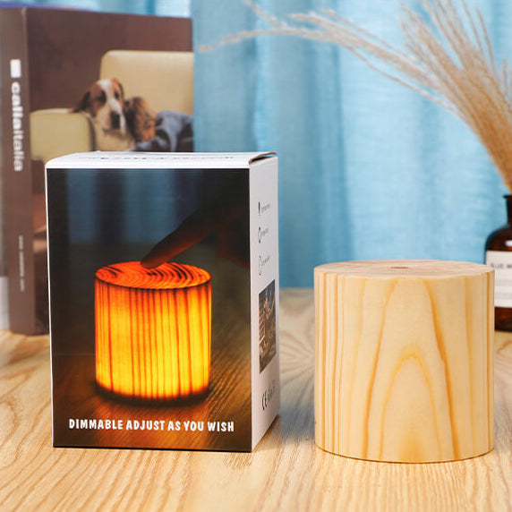 Artistic Wooden LED Touch-Control Night Lamp