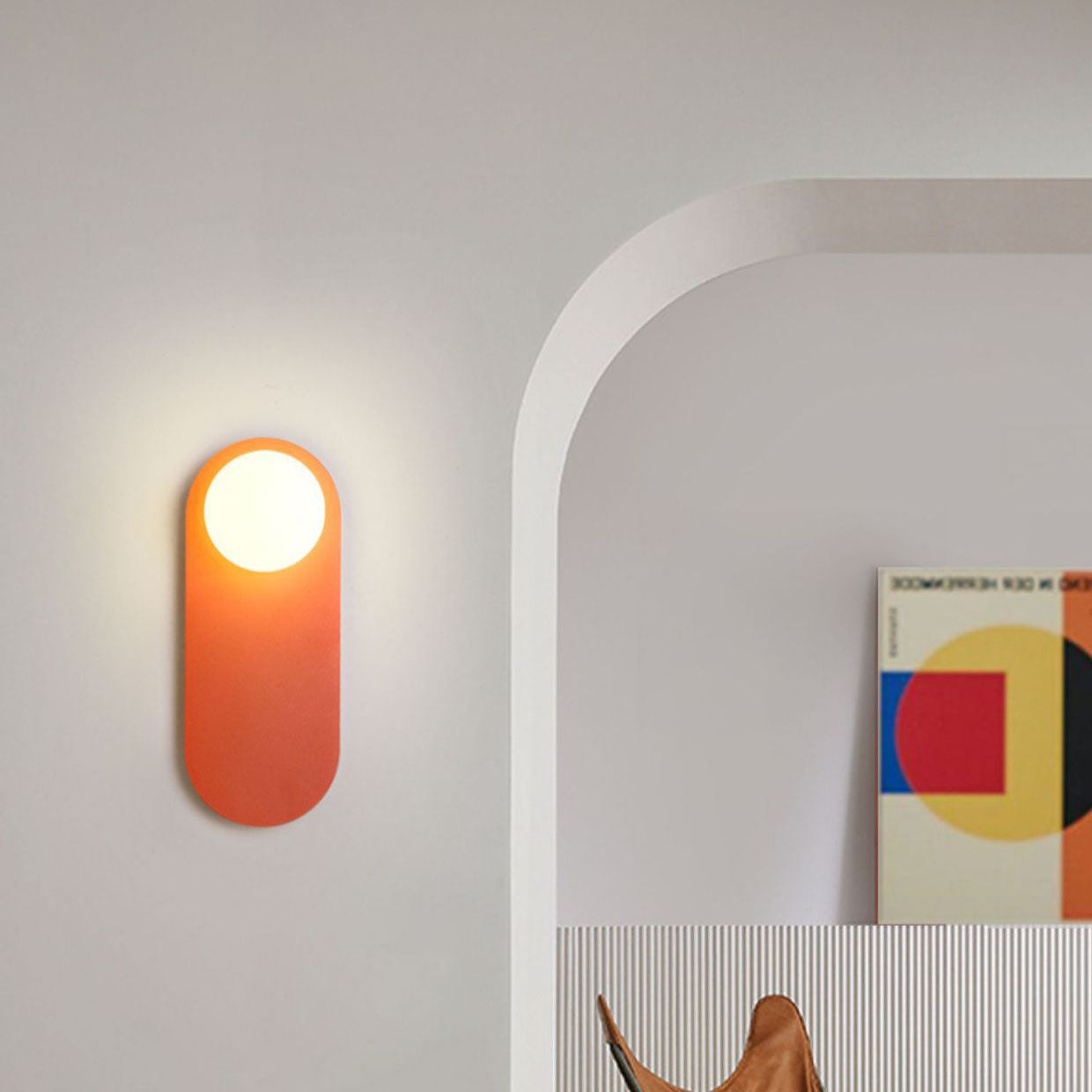 Nordic Minimalist Glass Orange Ring 1-Light Wall Sconce