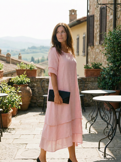 Effortless Layered Maxi Dress for Women Ruffle Hem Flutter