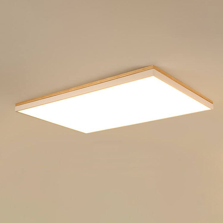 Contemporary Minimalist Solid Wood and Acrylic Square LED Flush Mount Ceiling Light for Living Room