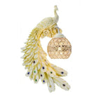Elegant Vintage Resin Peacock Wall Sconce Lamp with Crystal Ball Shade - 1-Light