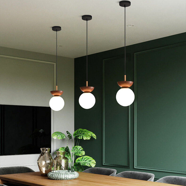Contemporary Minimalist Glass and Iron Orb 1-Light Semi-Flush Mount/Pendant Light for Living Room