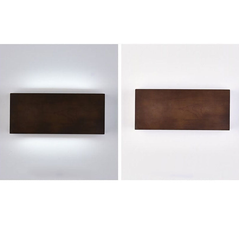 Rectangular LED Wall Sconce Lamp in Japanese Wabi-Sabi Log Wood Design