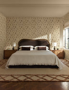 Gavril Platform Bed | Solid Ash Border, Upholstered Headboard