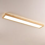 Walnut LED Flush Mount Ceiling Light in Japanese Minimalist Log Design