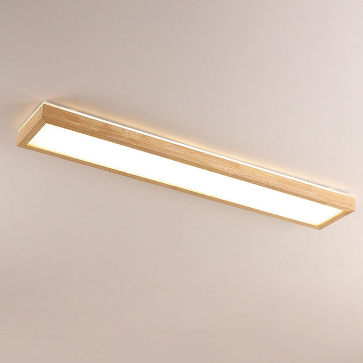 Walnut LED Flush Mount Ceiling Light in Japanese Minimalist Log Design