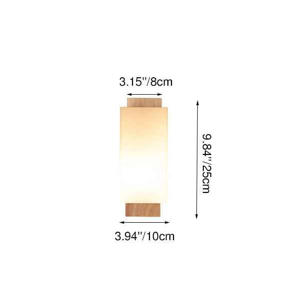 Contemporary Minimalist Solid Wood Square Glass Column Wall Sconce Lamp with 1 Light