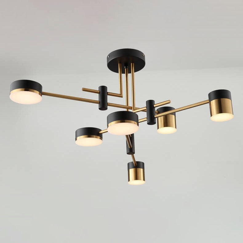 Contemporary Minimalist Black and Gold Semi-Flush Mount Light with 4-8 Bulb Capacity