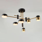 Contemporary Minimalist Black and Gold Semi-Flush Mount Light with 4-8 Bulb Capacity