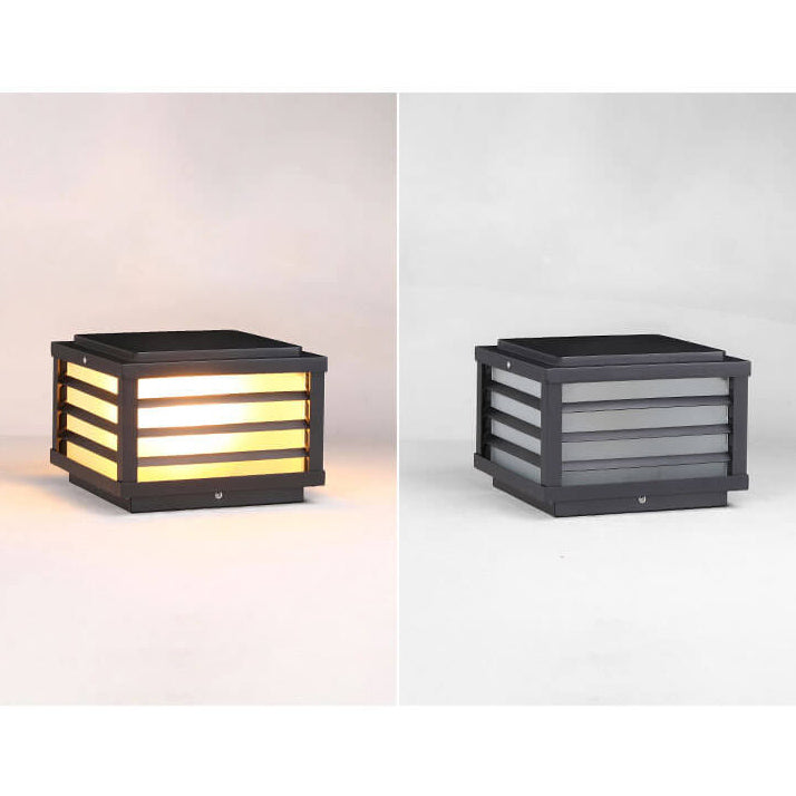 Contemporary Waterproof Solar LED Square Aluminum Landscape Post Light for Gardens