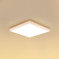 Contemporary Minimalist Solid Wood and Acrylic Square LED Flush Mount Ceiling Light for Living Room