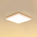 Contemporary Minimalist Solid Wood and Acrylic Square LED Flush Mount Ceiling Light for Living Room
