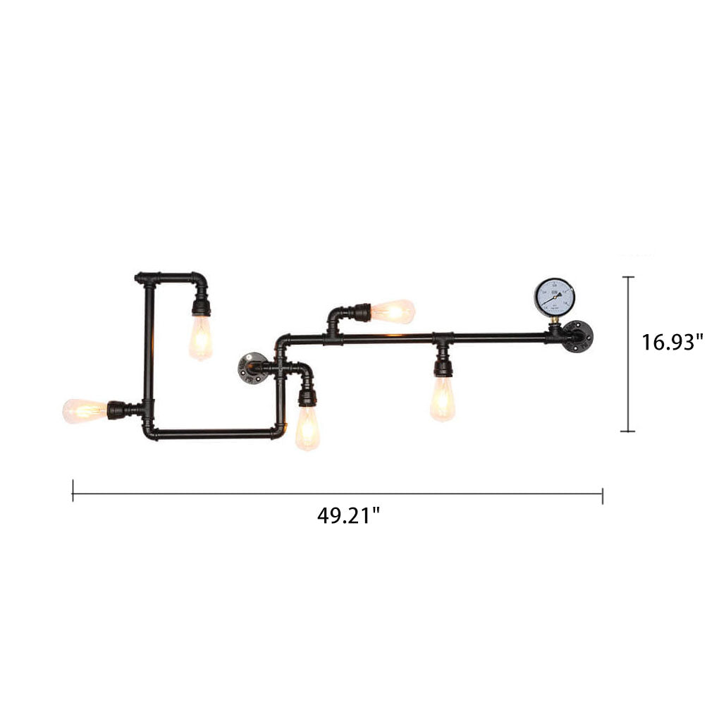 5-Light Industrial Maze Pipe Wall Sconce
