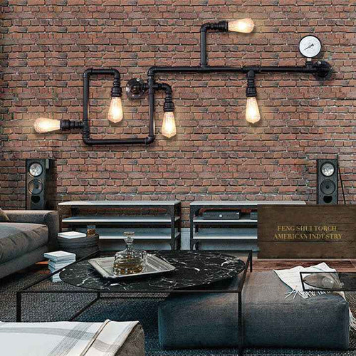 5-Light Industrial Maze Pipe Wall Sconce