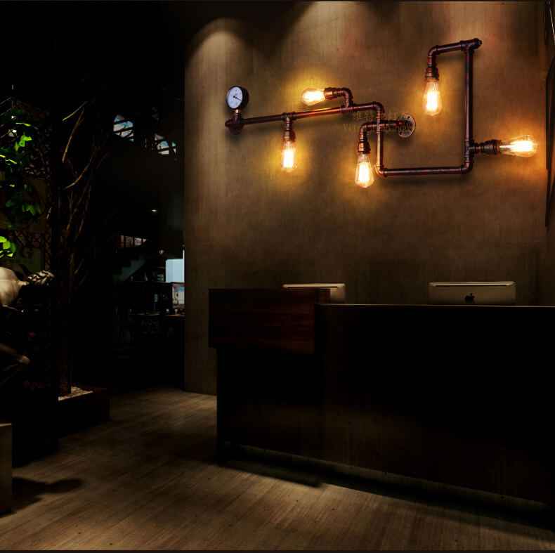 5-Light Industrial Maze Pipe Wall Sconce