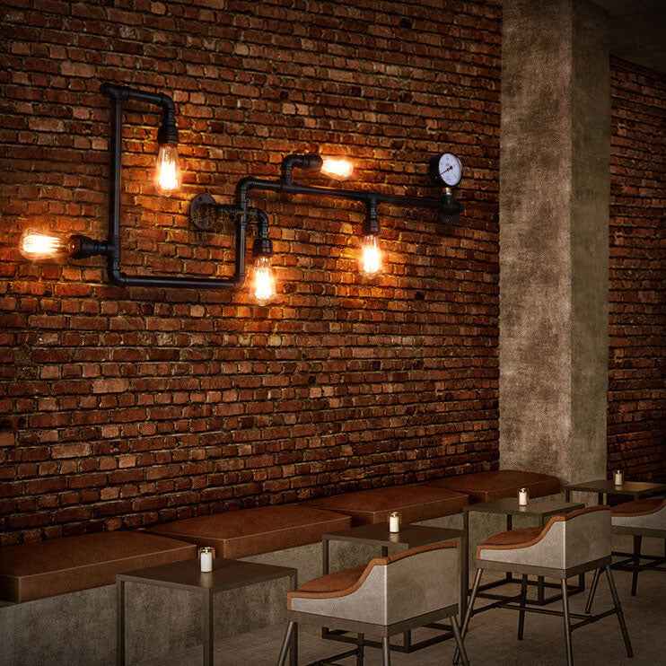 5-Light Industrial Maze Pipe Wall Sconce