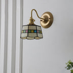 Classic Tiffany Style Round Copper Glass 1-Light Wall Sconce for Living Room
