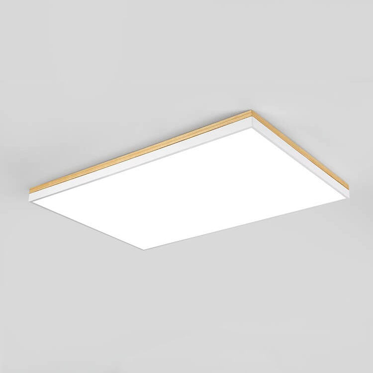 Contemporary Minimalist Solid Wood and Acrylic Square LED Flush Mount Ceiling Light for Living Room