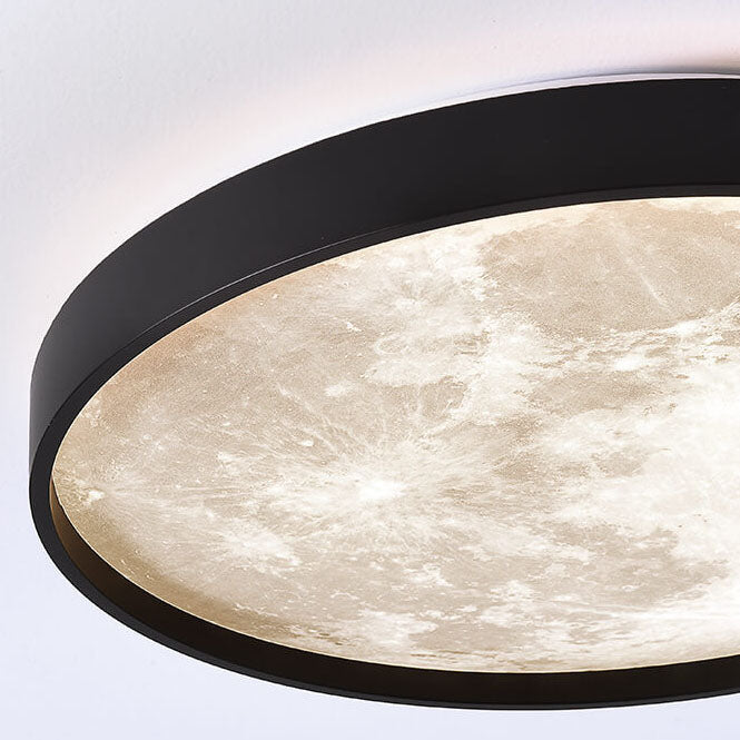 Nordic-Inspired Round LED Flush Mount Ceiling Light with Moon Design