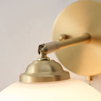 Nordic Style White Glass and Brass 1-Light Wall Sconce with Pull Cord