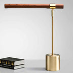 Nordic Minimalist Wood Grain Cylindrical LED Table Lamp with Hardware Base