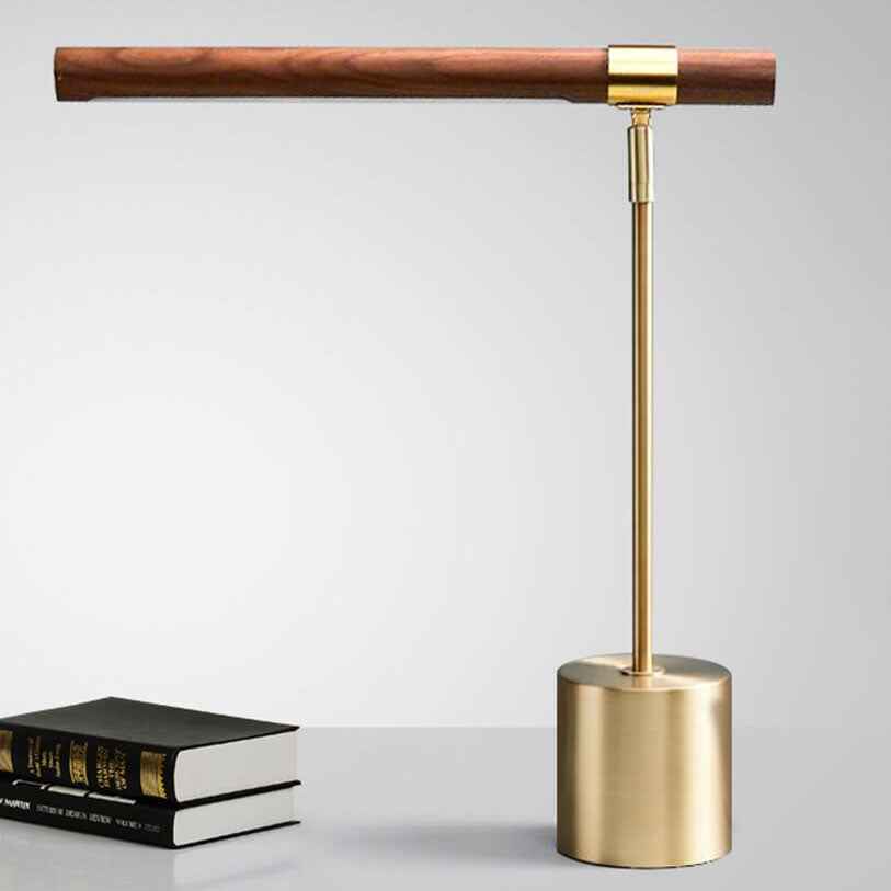 Nordic Minimalist Wood Grain Cylindrical LED Table Lamp with Hardware Base