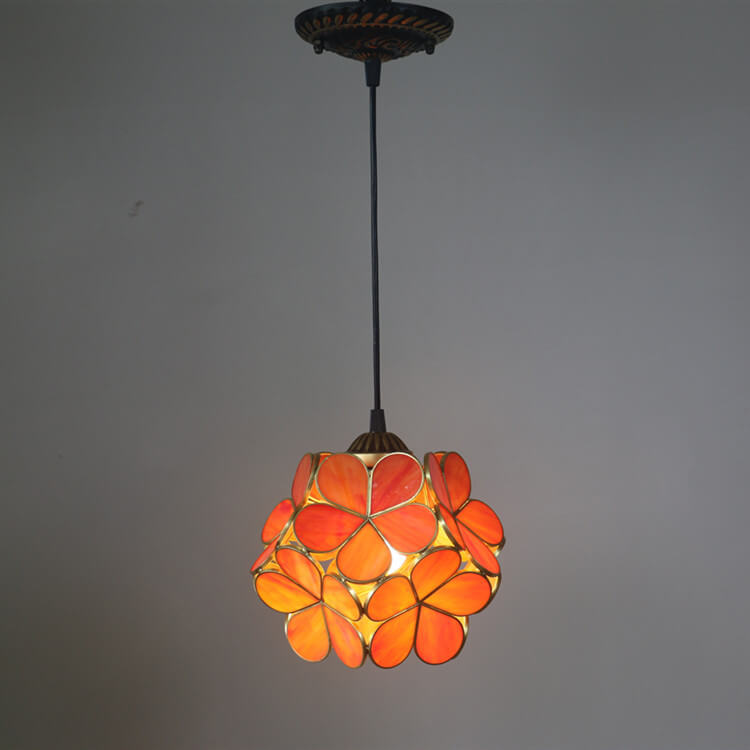 Retro Stained Glass Petal Single-Light Pendant Fixture