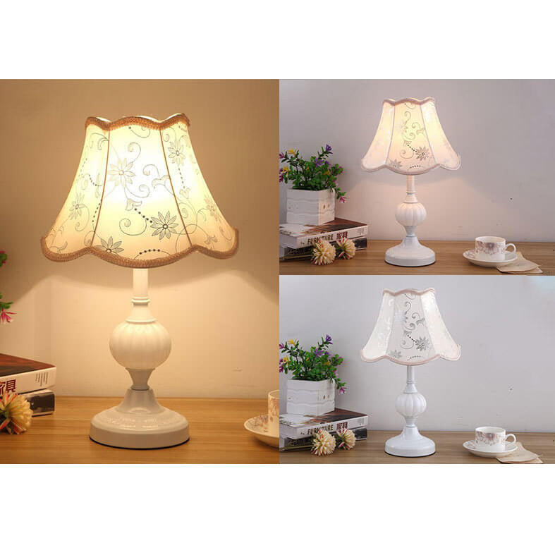 Vintage Nordic Floral Glass Table Lamp with Single Light