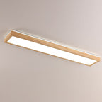 Walnut LED Flush Mount Ceiling Light in Japanese Minimalist Log Design