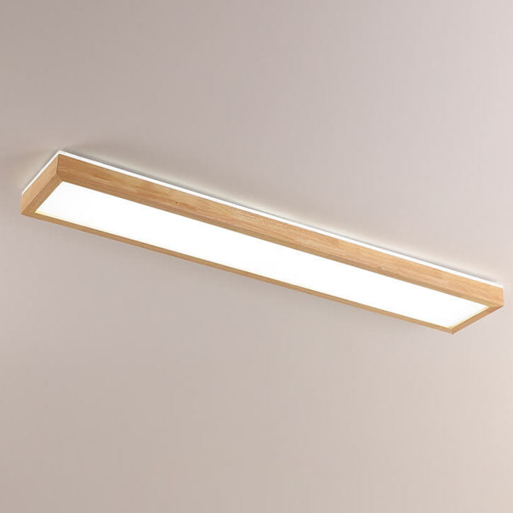 Walnut LED Flush Mount Ceiling Light in Japanese Minimalist Log Design