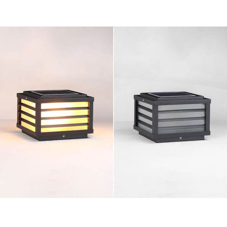 Contemporary Waterproof Solar LED Square Aluminum Landscape Post Light for Gardens