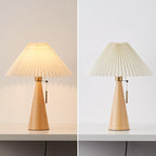 Vintage Japanese Minimalist Pleated Wooden LED Table Lamp