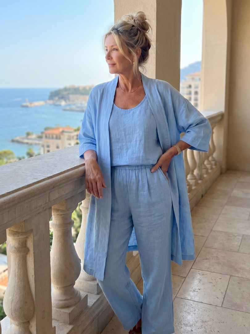 Effortless Three-Piece Pants Set for Women Dusty Wide Leg