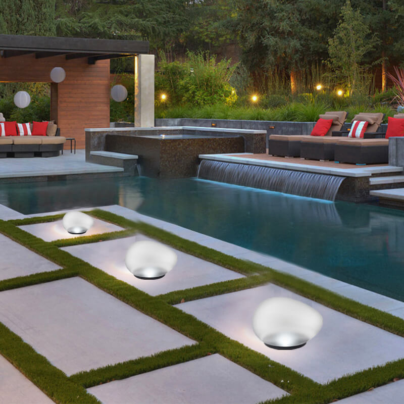 LED Outdoor Landscape Light - Solar Pebble with Sandblasted Glass Design