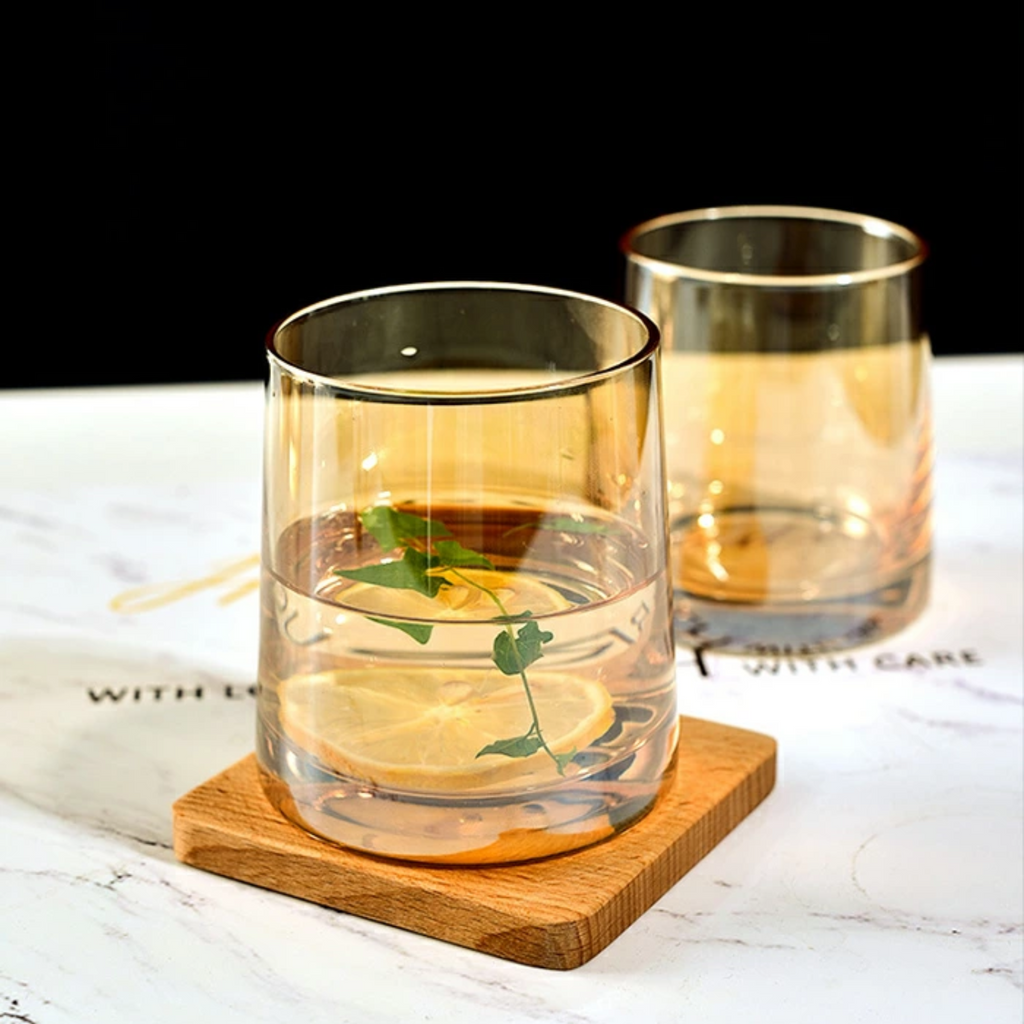Bela Glass Decanter Set | Borosilicate with 4 Amber Whisky Glasses