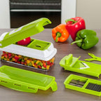 12-in-1 Vegetable Slicer, 8 Interchangeable Blades, Collection Container, Hand Guard