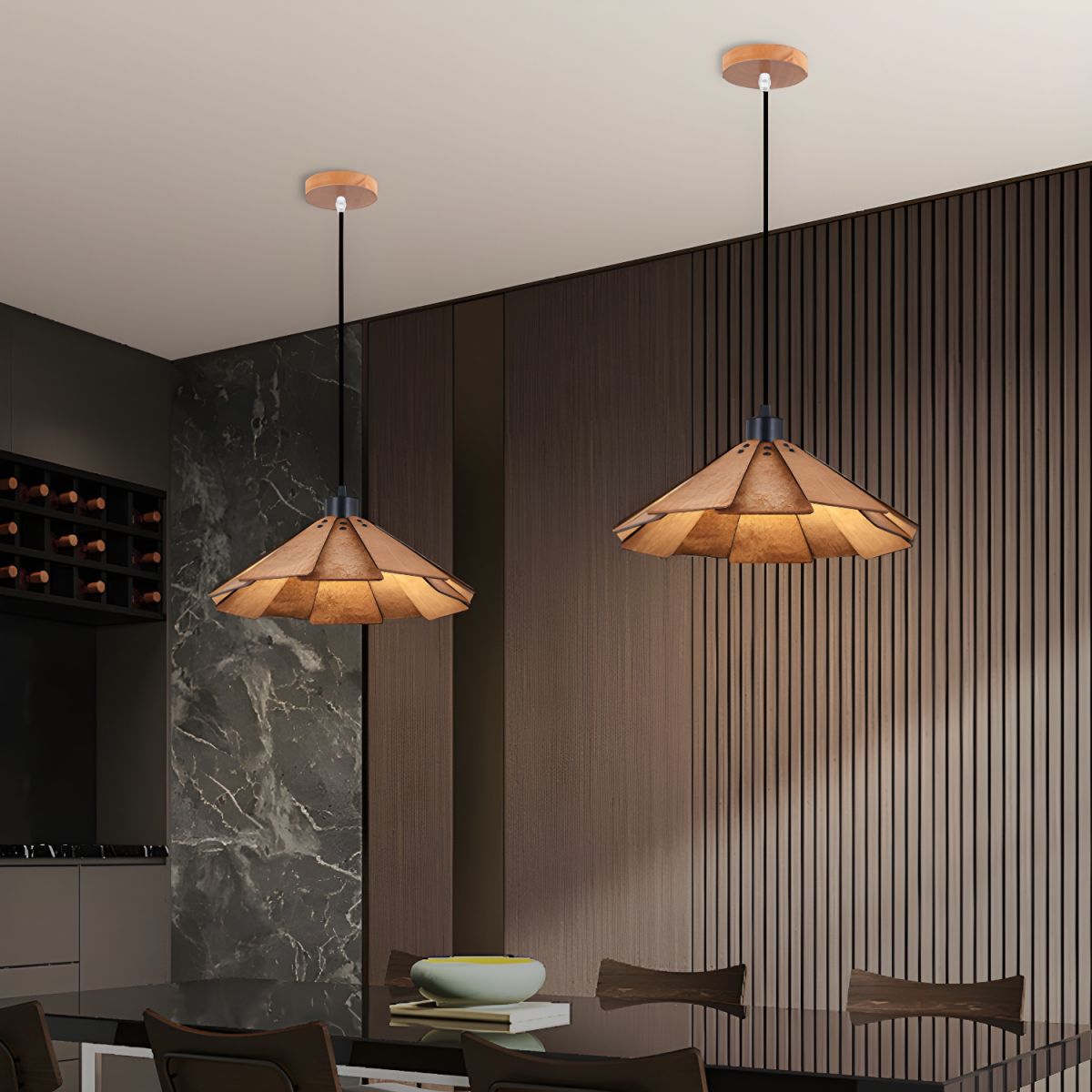 Takumièra - Wabi Sabi Wooden Cone Pendant Lamp