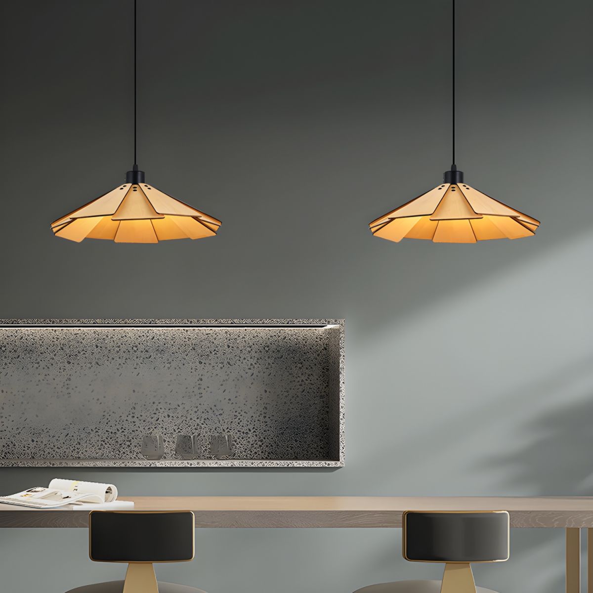 Takumièra - Wabi Sabi Wooden Cone Pendant Lamp