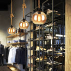 Vintage-Inspired Rope Hanging Single Glass Globe Pendant Light