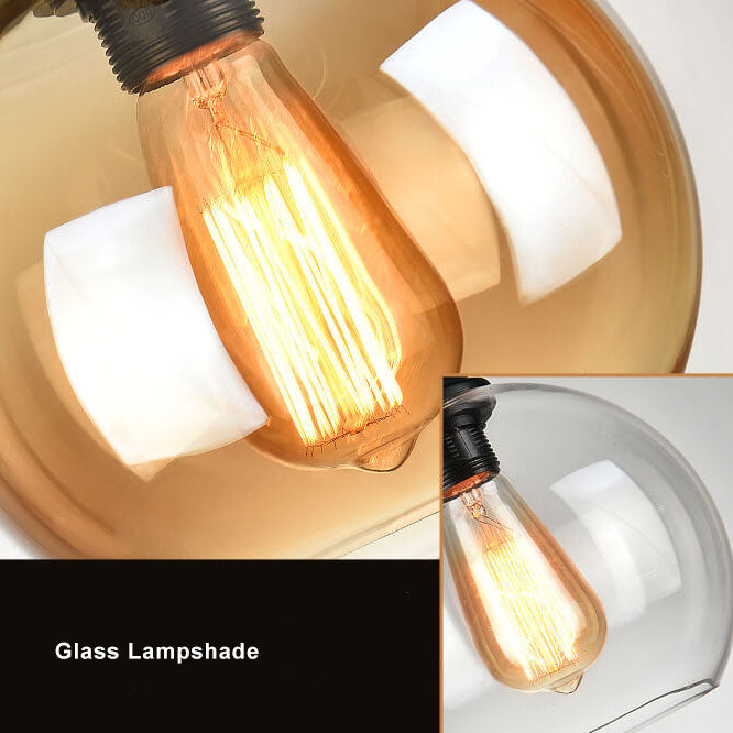 Vintage-Inspired Rope Hanging Single Glass Globe Pendant Light