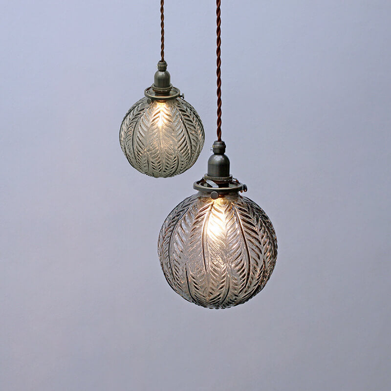 Vintage Lotus Textured Glass 1-Light Globe Pendant Lamp