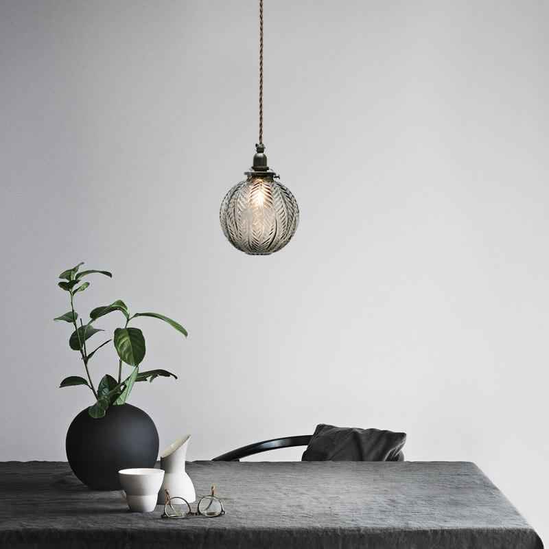 Vintage Lotus Textured Glass 1-Light Globe Pendant Lamp