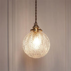 Vintage Lotus Textured Glass 1-Light Globe Pendant Lamp