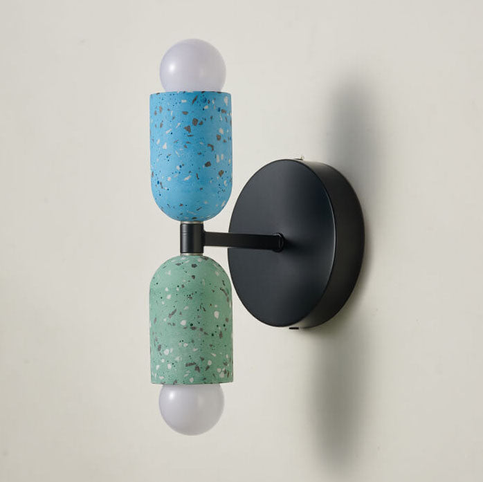 Contemporary Wabi-Sabi Iron and Cement 2-Light Wall Sconce