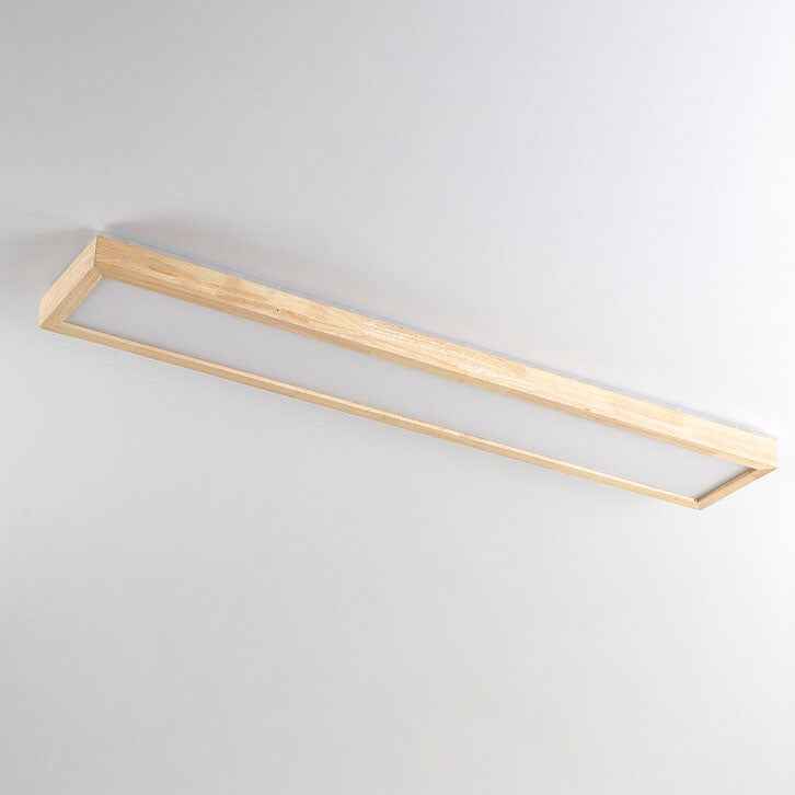 Walnut LED Flush Mount Ceiling Light in Japanese Minimalist Log Design