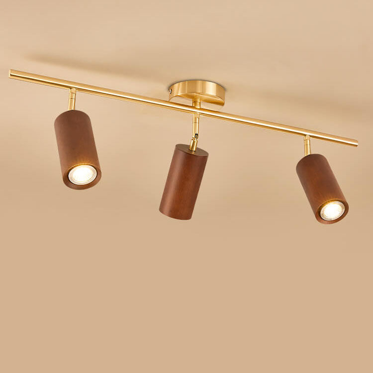 Nordic Minimalist Walnut Wood Linear Track LED Ceiling Light - Available in 1, 2, 3, or 4 Lights