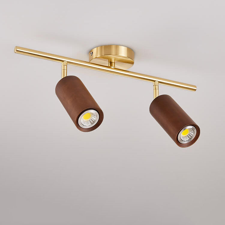 Nordic Minimalist Walnut Wood Linear Track LED Ceiling Light - Available in 1, 2, 3, or 4 Lights